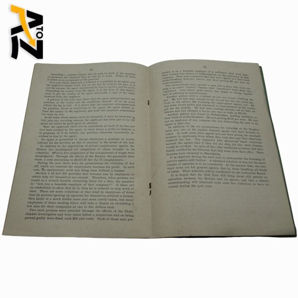 Vtg Bulletin Department of Labor & Industry 1920 No. 5 & 6 Pennsylvania Volume 7 - Picture 7 of 12